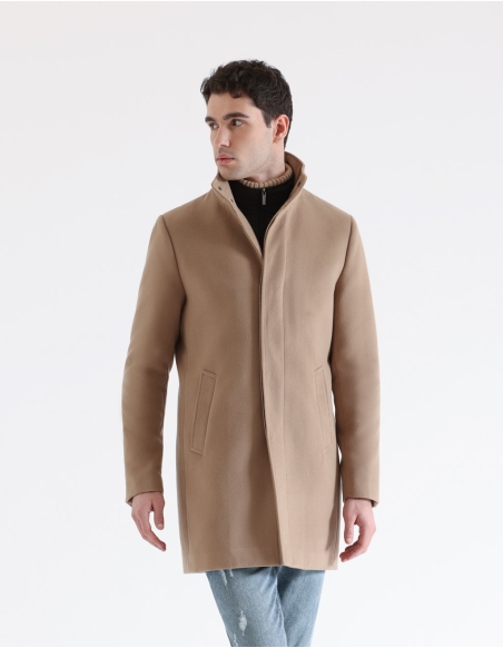 High collar coat with internal dickey