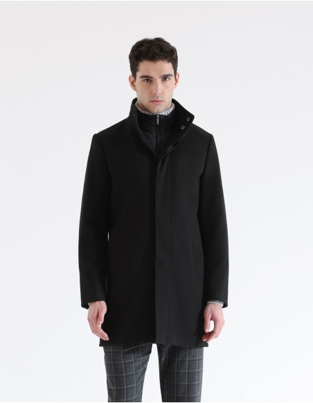 High collar coat with internal dickey