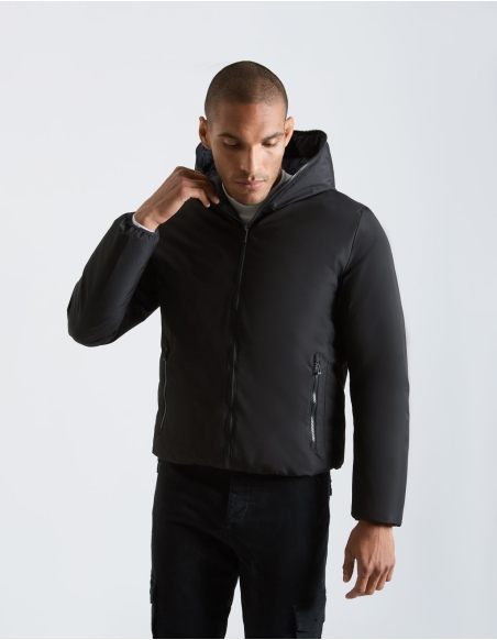 Hooded padded bomber jacket