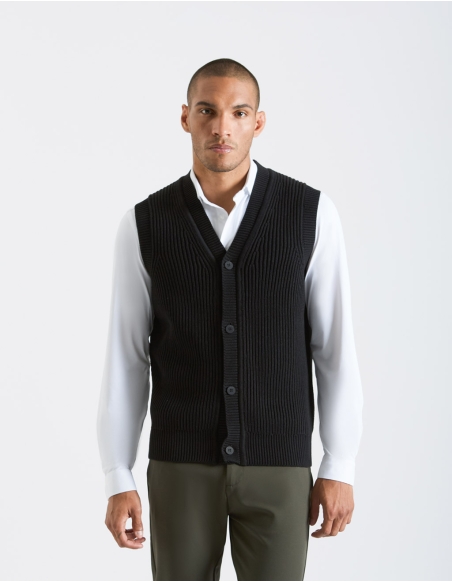 Cotton vest with buttons