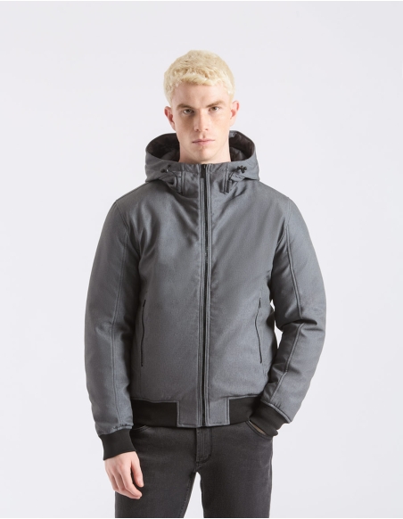 Hooded padded bomber jacket