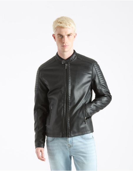 Leather effect biker jacket