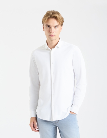 Camicia basic in tessuto elastico