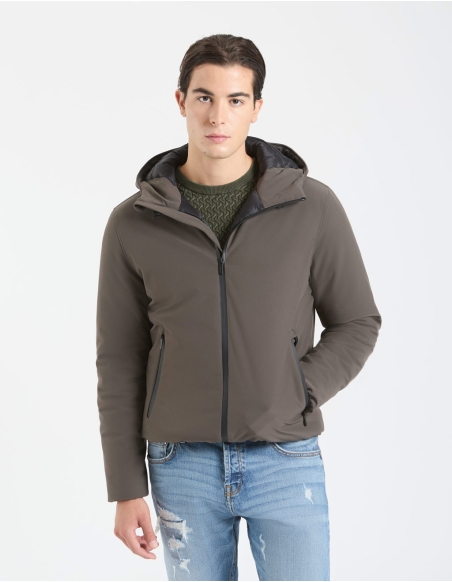 Hooded padded bomber jacket