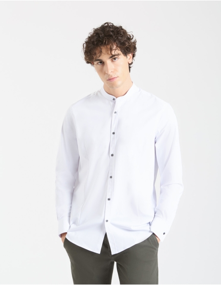 Camicia collo coreano easy care